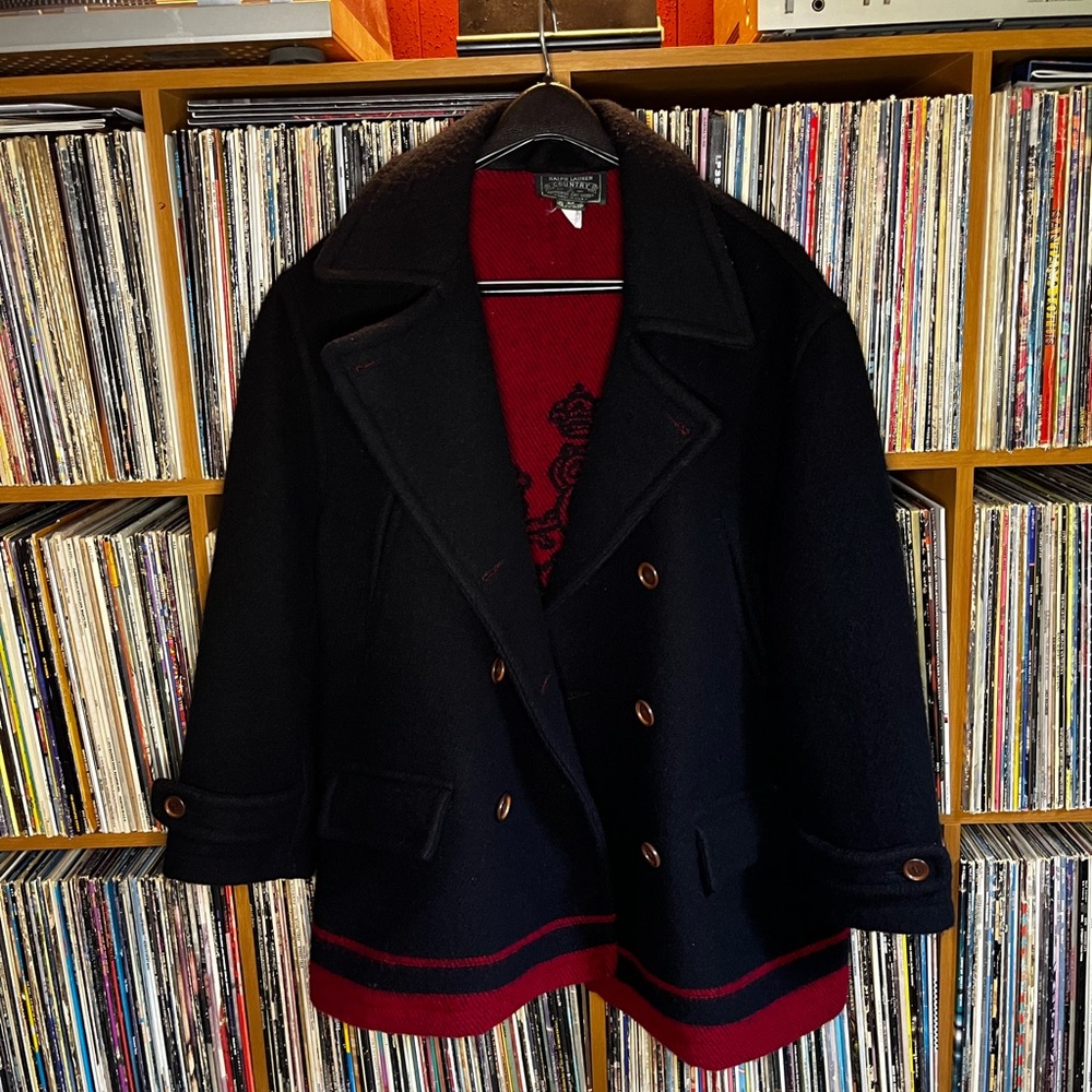 MEDIUM mens Ralph Lauren COUNTRY pea coat in black